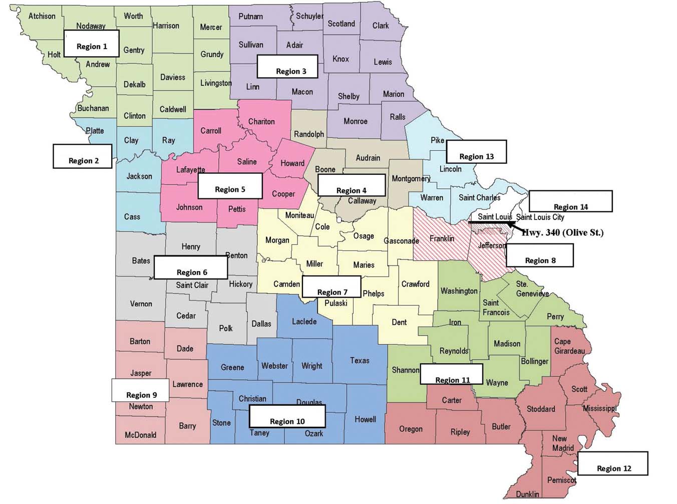Missouri Regions Map